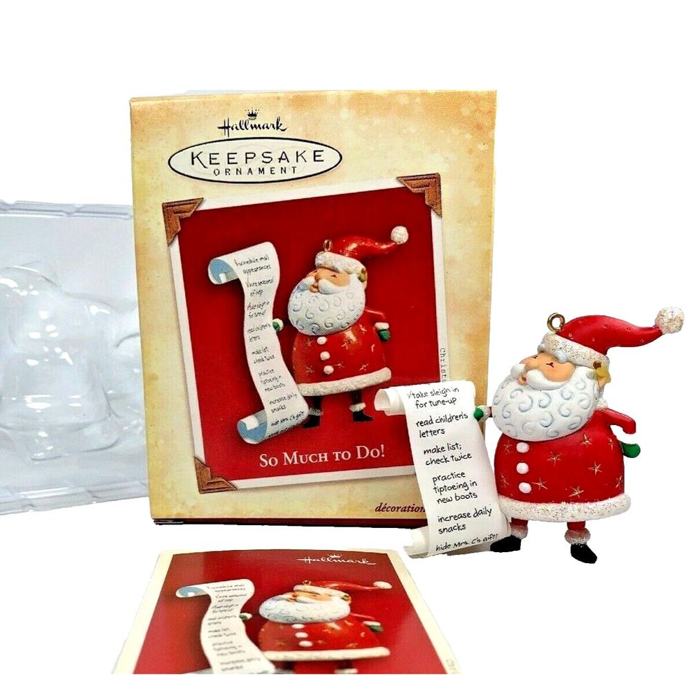 Hallmark So Much To Do! Keepsake Ornament Santa with List 2004
